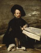 Diego Velazquez A Dwarf Holding a Tome on his Lap (Don Diego de Acedo,El Primo) (df01) oil on canvas